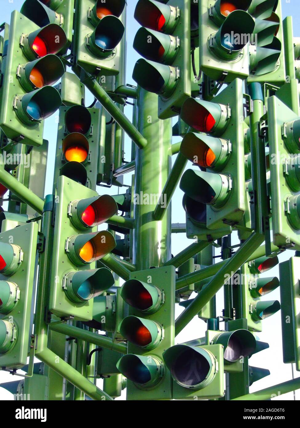 Abstract traffic light tree in London Stock Photo Alamy