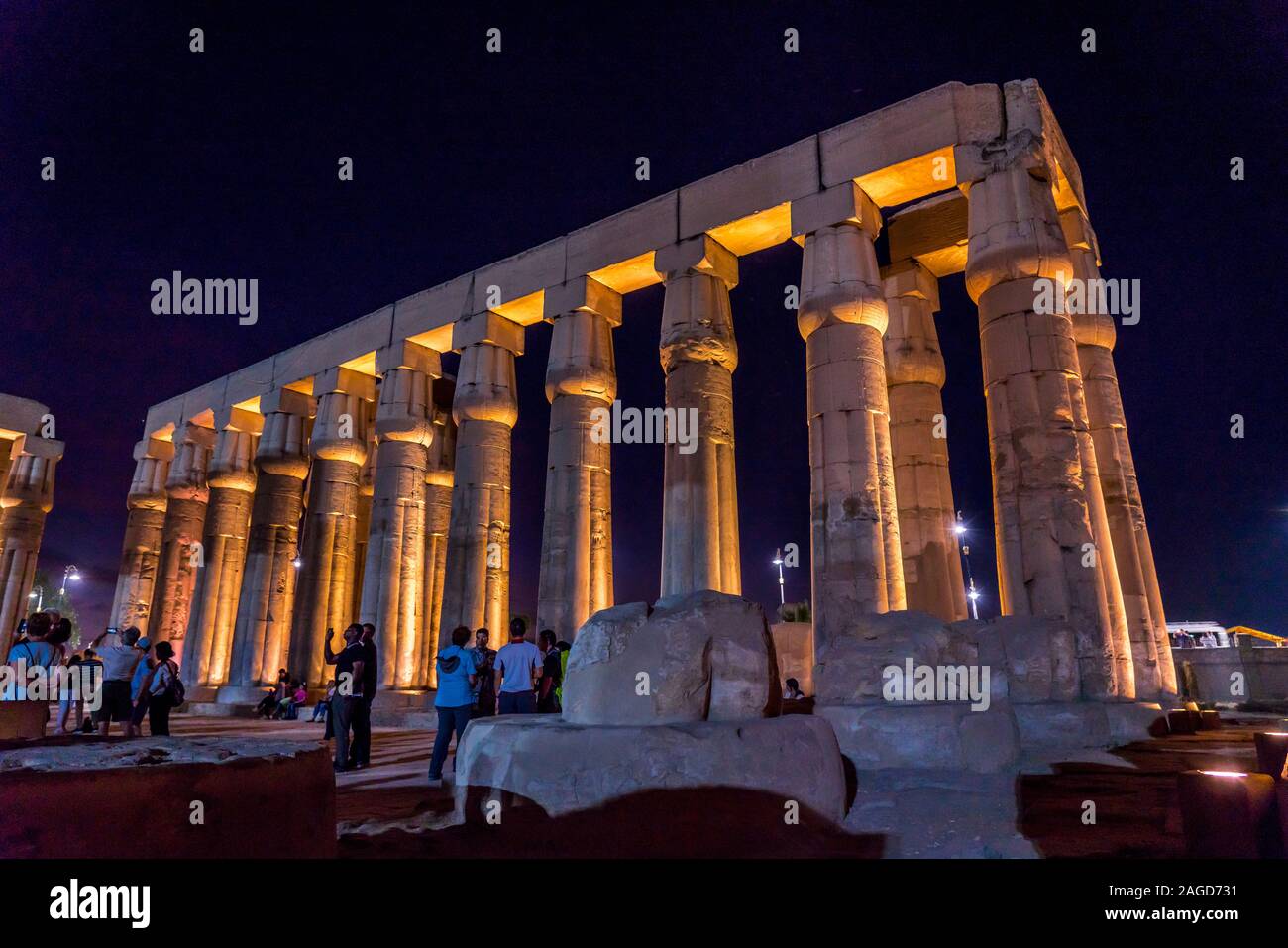 NOVEMBER 17, 2019, LUXOR, EGYPT - Luxor Temple is located on the east bank of the Nile River in the city today known as Luxor (ancient Thebes) and was constructed approximately 1400 BCE Stock Photo