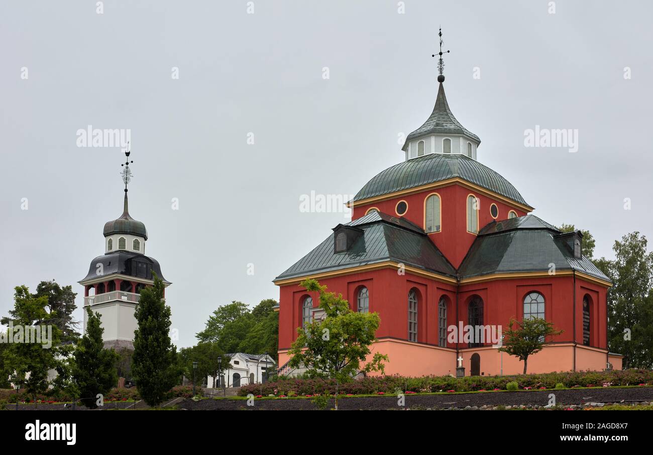 Ulrika Eleonora kyrka, Söderhamn, Sweden, during a rainy day Stock Photo