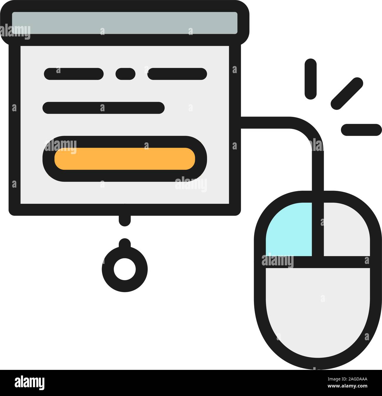 Presentation whiteboard control flat color line icon. Stock Vector