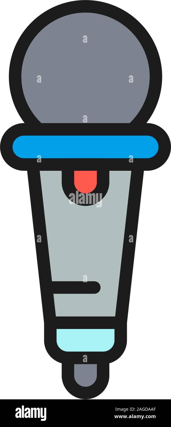 Microphone flat color line icon. Isolated on white background Stock Vector