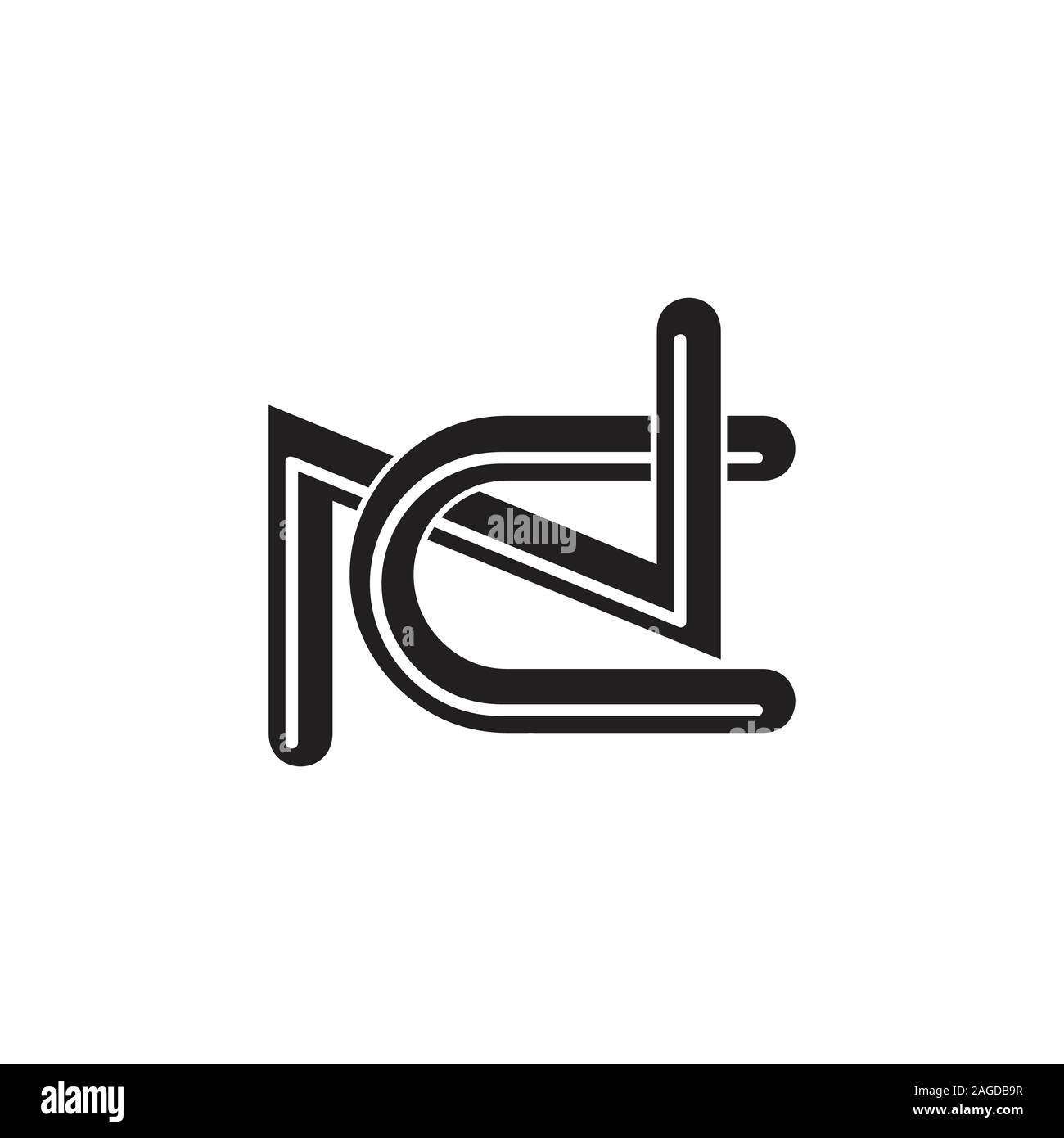 letters nc linked flat monogram logo vector Stock Vector