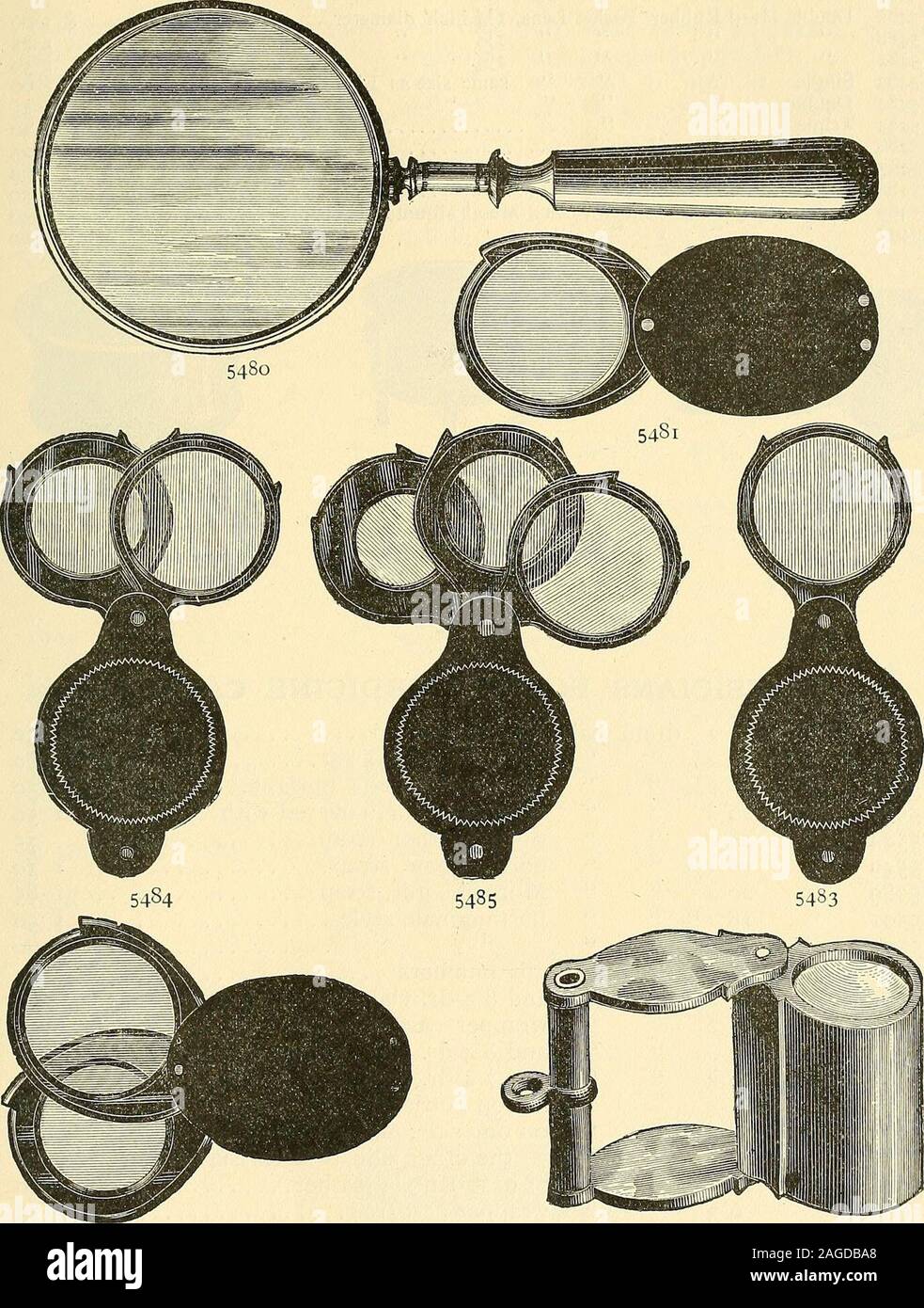 . Catalogue of Sharp & Smith : importers, manufacturers, wholesale and retail dealers in surgical instruments, deformity apparatus, artificial limbs, artificial eyes, elastic stockings, trusses, crutches, supporters, galvanic and faradic batteries, etc., surgeons' appliances of every description. 5466 5467 5472 SHARP & SMITH, CHICAGO. 871 HAND AND POCKET LENSES.. 5482 FIG. *548o Hand Lens, Metal Rimmed *548i Single Hard Rubber Pocket Lens, % inch diameter *S48i I *548i i}4 *548i iJ^ *54Si i^ *5482 Double 3^ *5482 I 5490 |o 75 to: 35 5060 75I 00 7575 872 SHARP & SMITH, CHICAGO. FIG. *5482 *54S2 Stock Photo