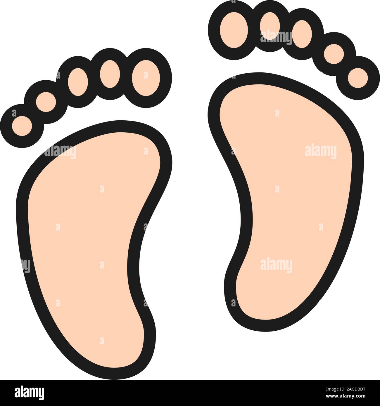 Vector baby feet, human footprints flat color line icon Stock Vector ...
