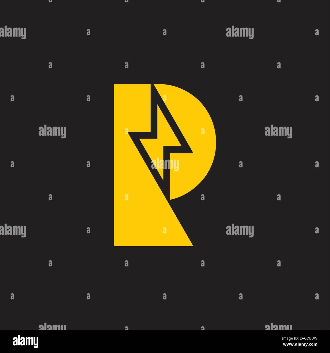 letter p r thunder geometric design logo vector Stock Vector