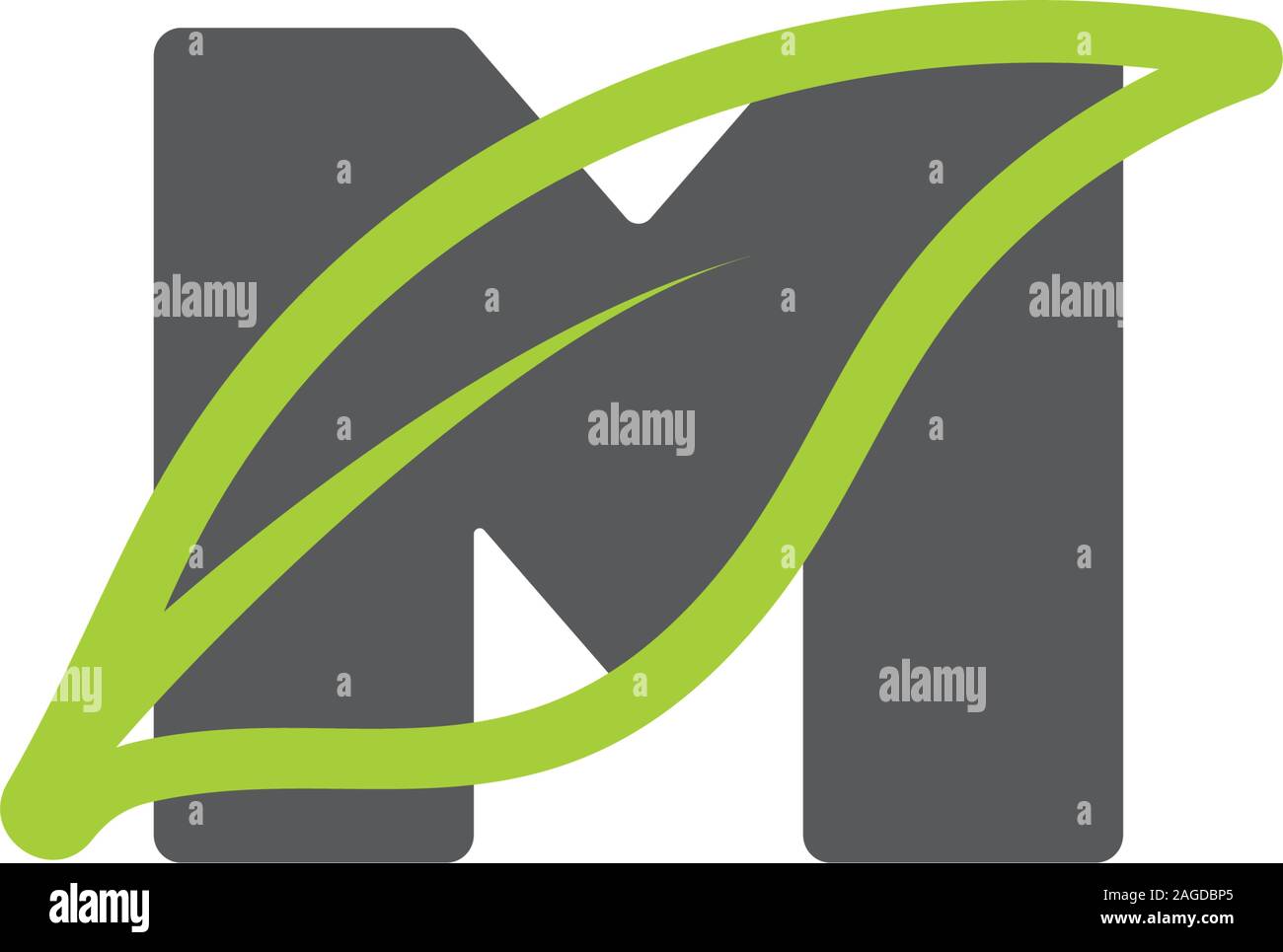 letter m curves leaf geometric logo vector Stock Vector