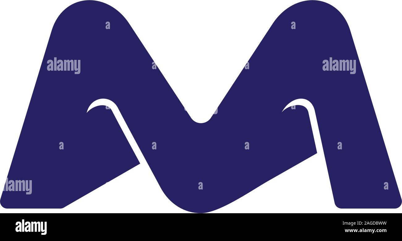 leter m 3d flat geometric logo vector Stock Vector