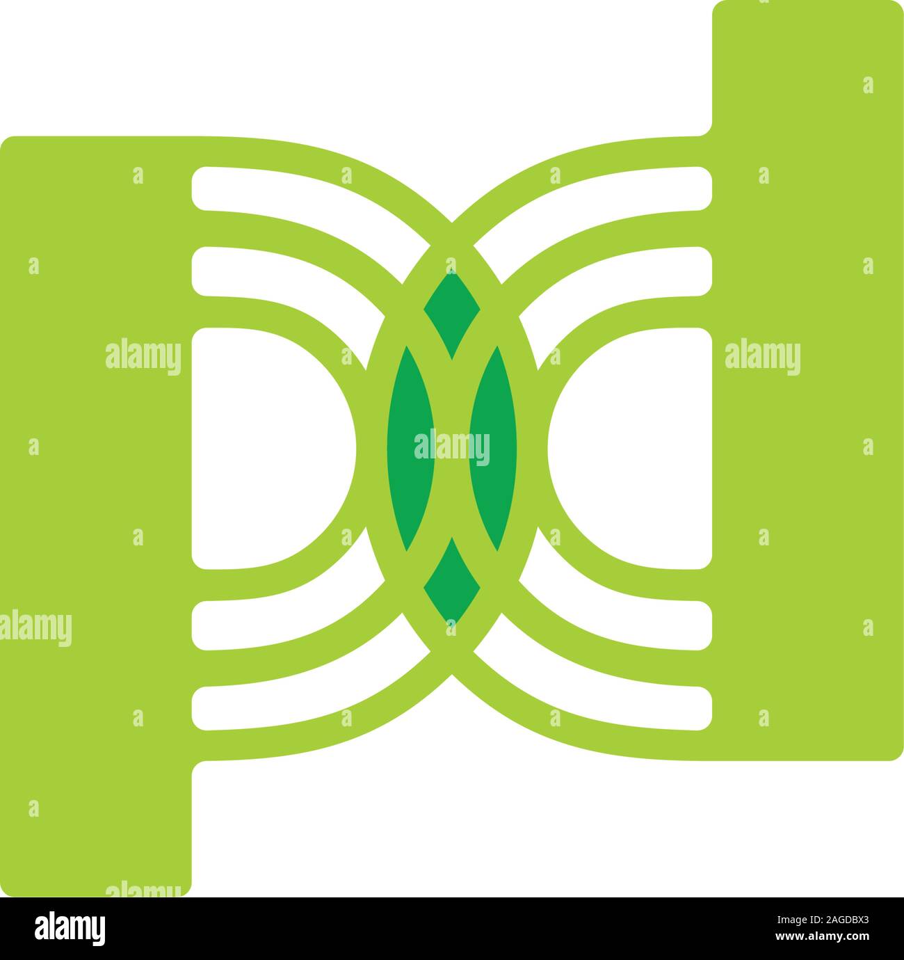 letter pd green leaf design symbol vector Stock Vector