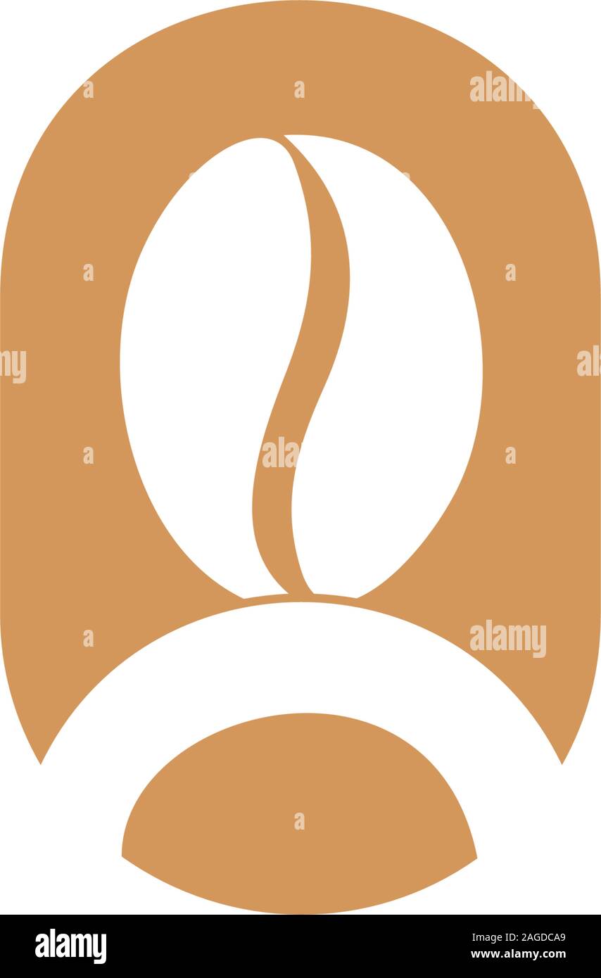 simple geometric brown coffee bean oval logo vector Stock Vector