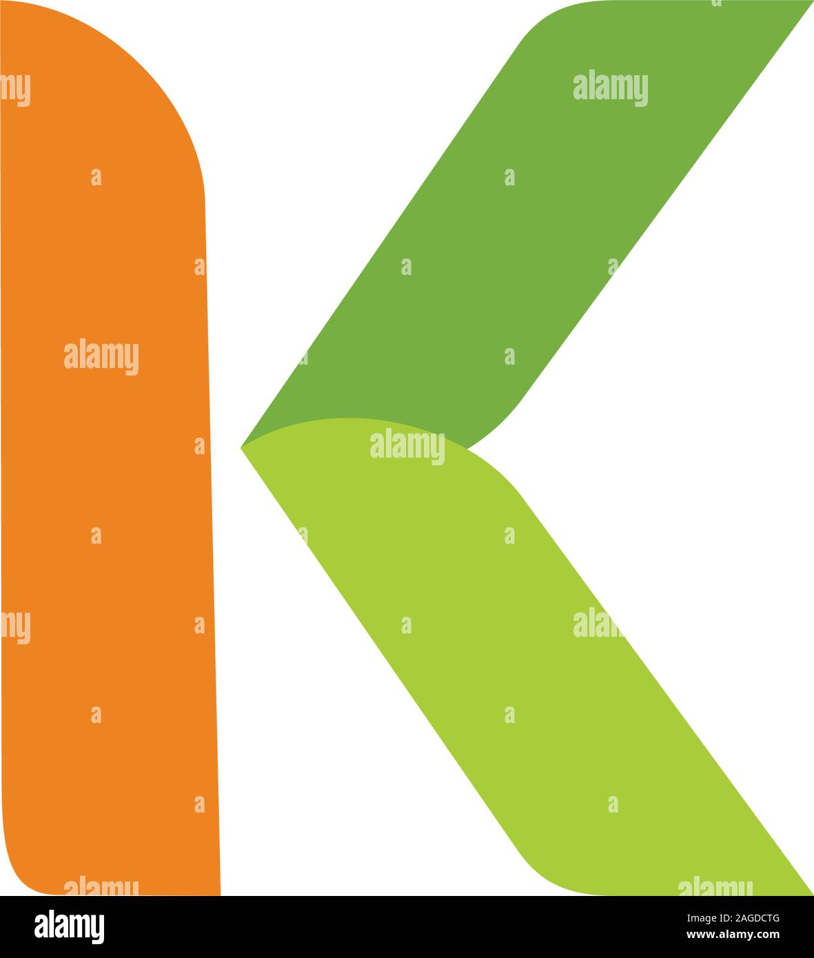 letter k simple curves leaf geometric logo vector Stock Vector