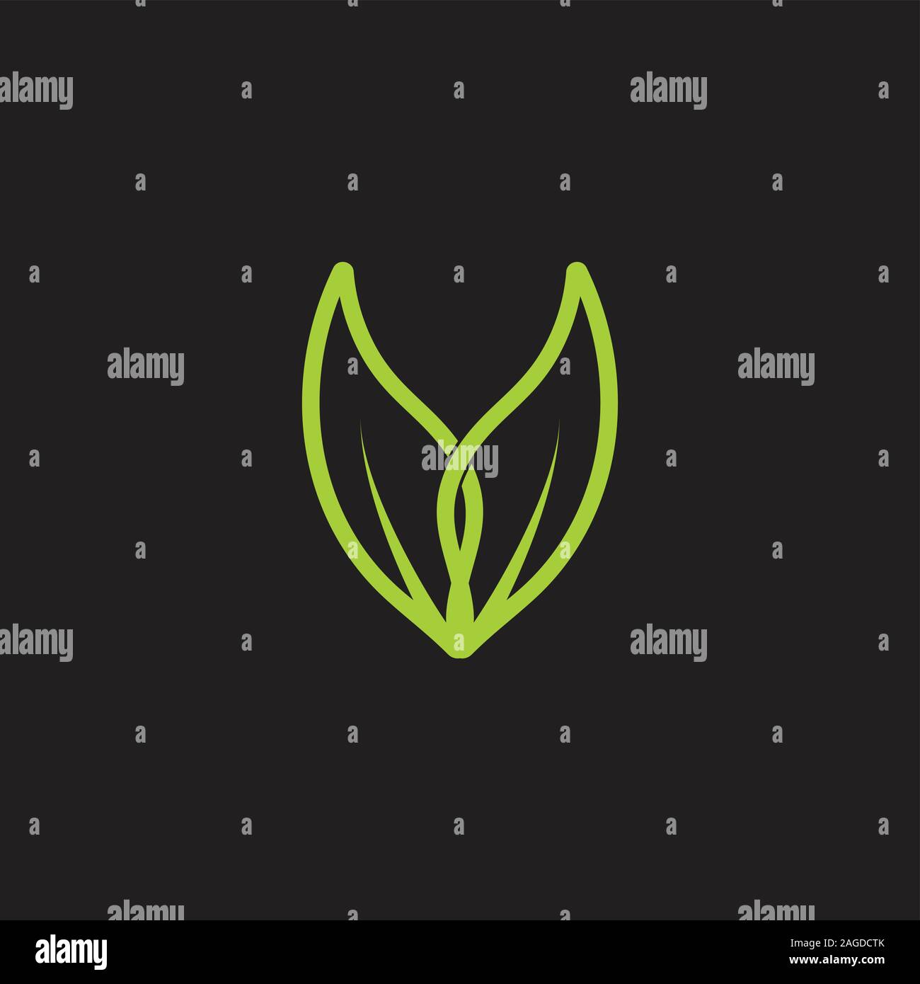 letter v linked leaf curves logo vector Stock Vector