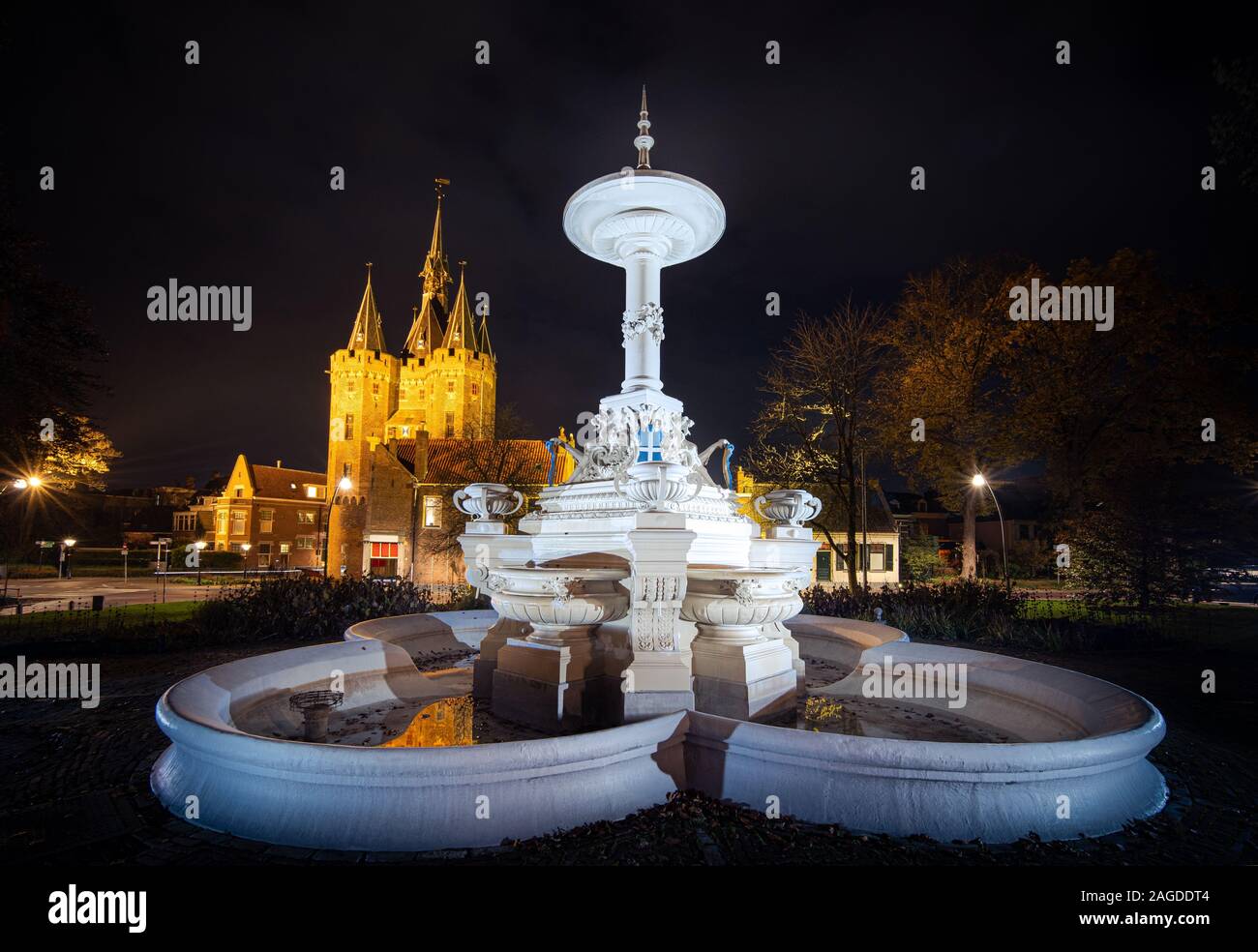 Beautiful night scenery perfect for a long walk in Overijssel, Netherlands Stock Photo