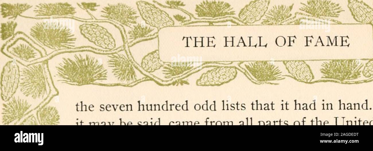 . The story of the Hall of fame, including the lives and portraits of the elect and of those who barely missed election. Also a list of America's most eligible women. THE HALL OF FAME. Stock Photo
