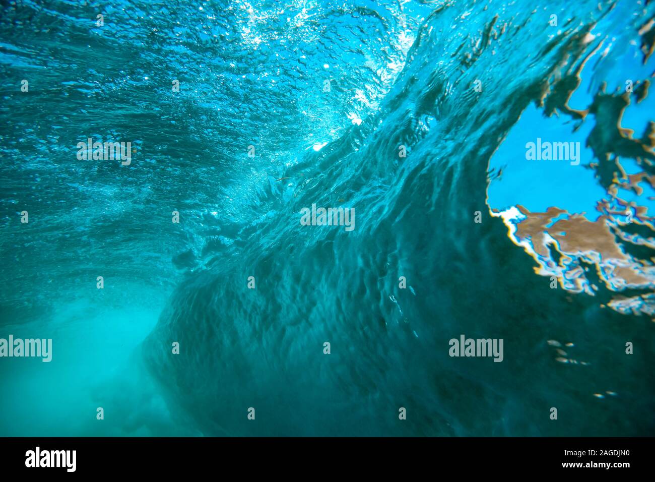Underwater view of ocean wave Stock Photo