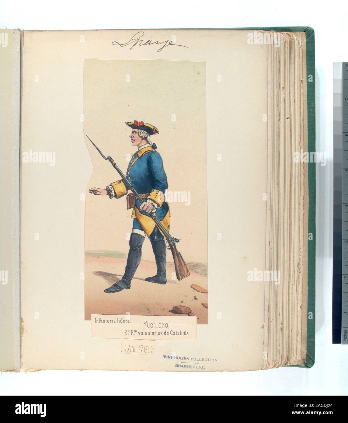 Draper Fund; Infanteria ligera. Fusilero, 2.-o R.-to [Regimiento] voluntarios de Cataluña. Año 1761. Stock Photo