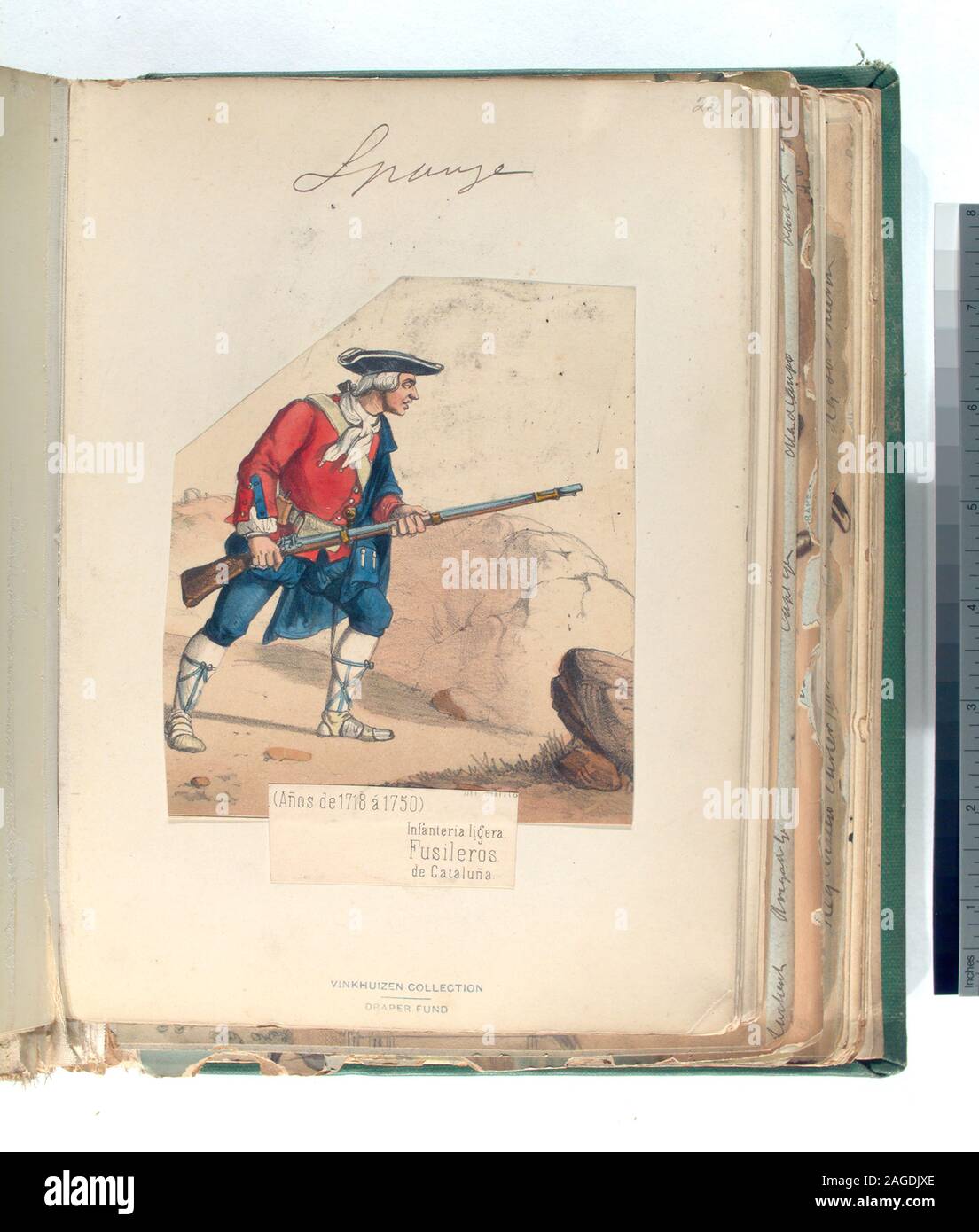 The Draper Fund; Infanteria ligera. Fusileros de Cataluña. (Años de 1718 á 1750) Stock Photo