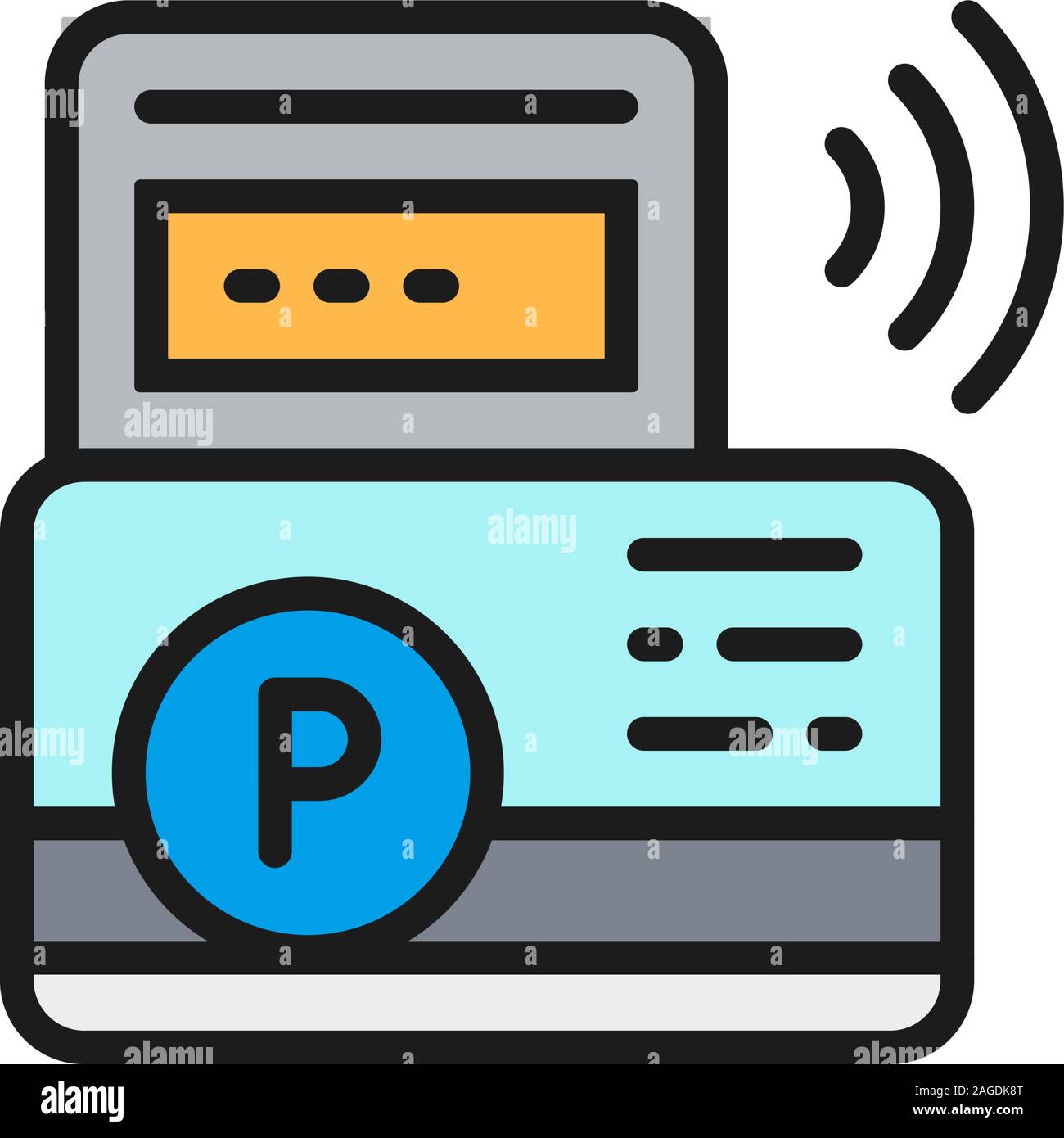 Vector parking payment, parking ticket flat color line icon. Stock Vector