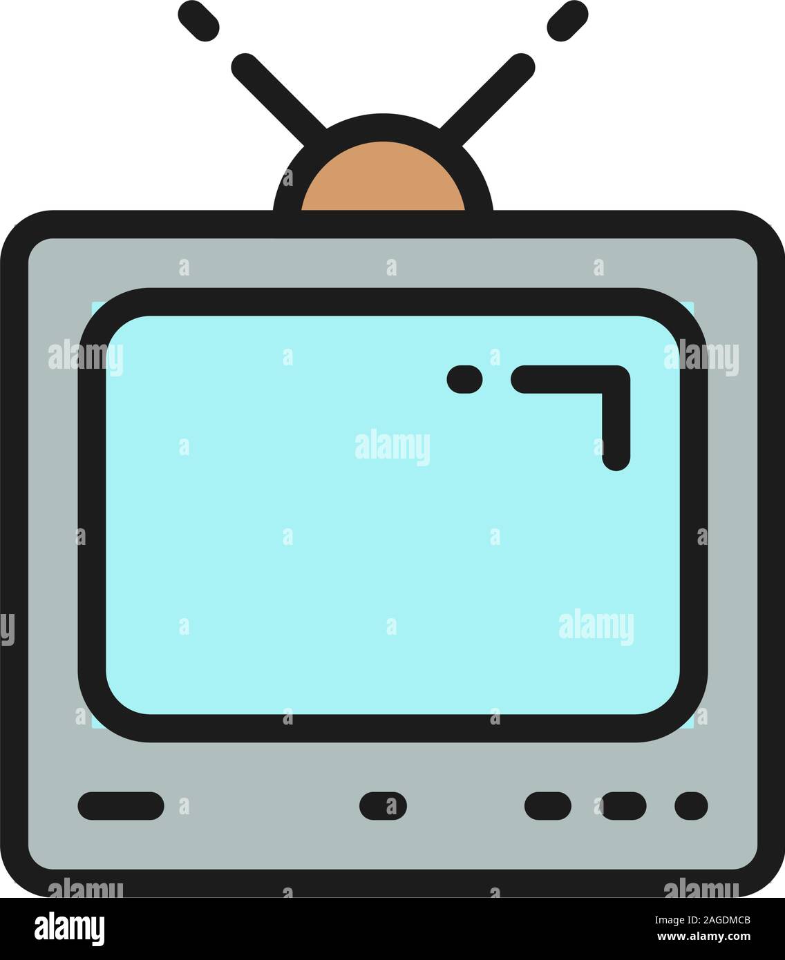 Old tv set, vintage television with antenna flat color line icon Stock Vector Image & Art Alamy