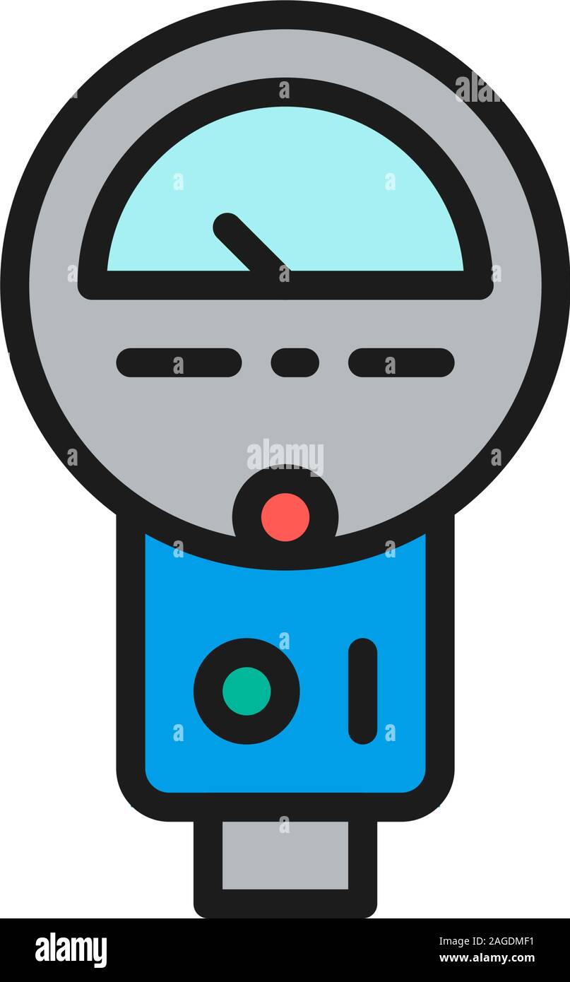 Parking meter flat color line icon. Isolated on white background Stock Vector
