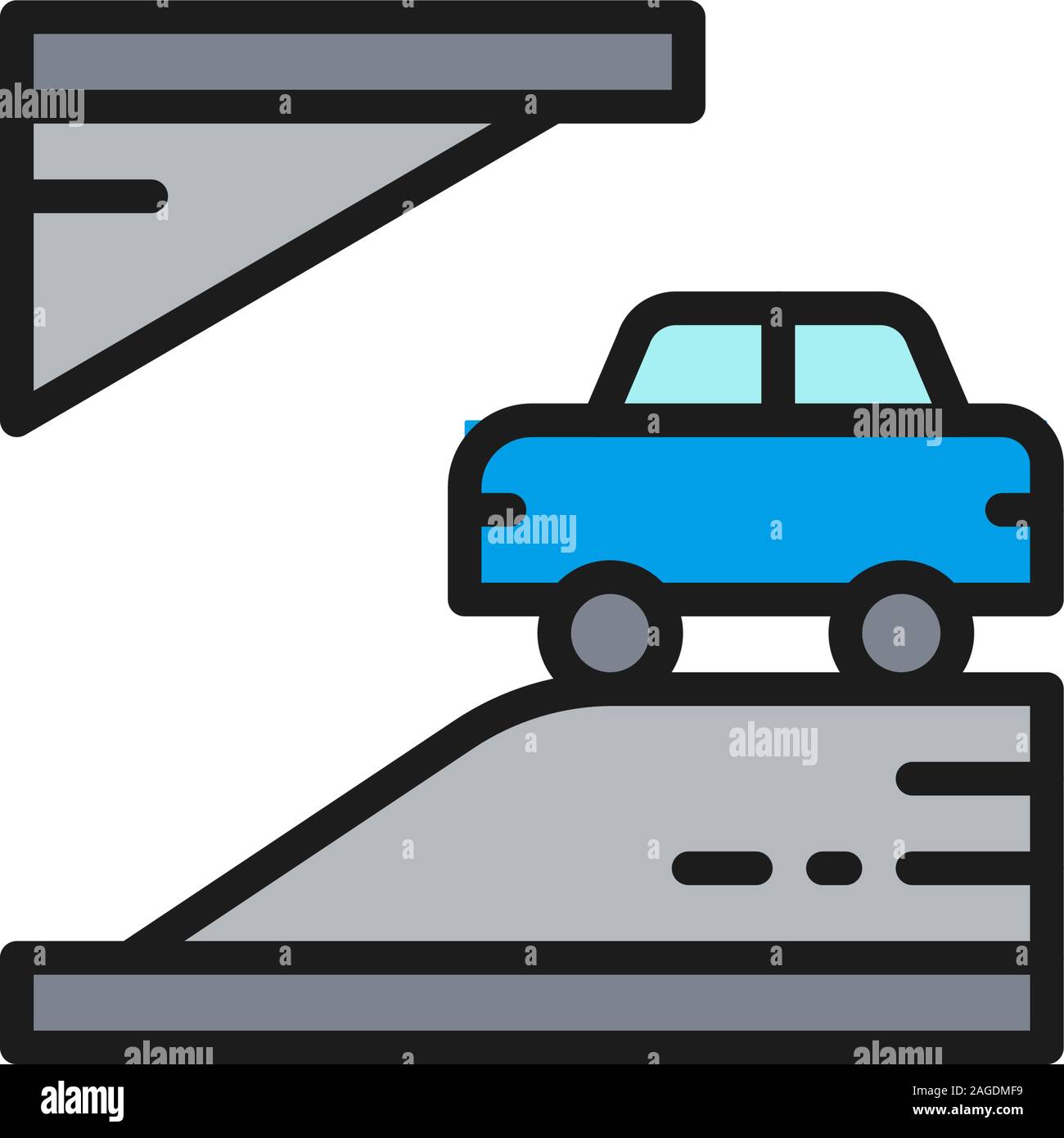 Underground parking flat color line icon. Isolated on white background Stock Vector