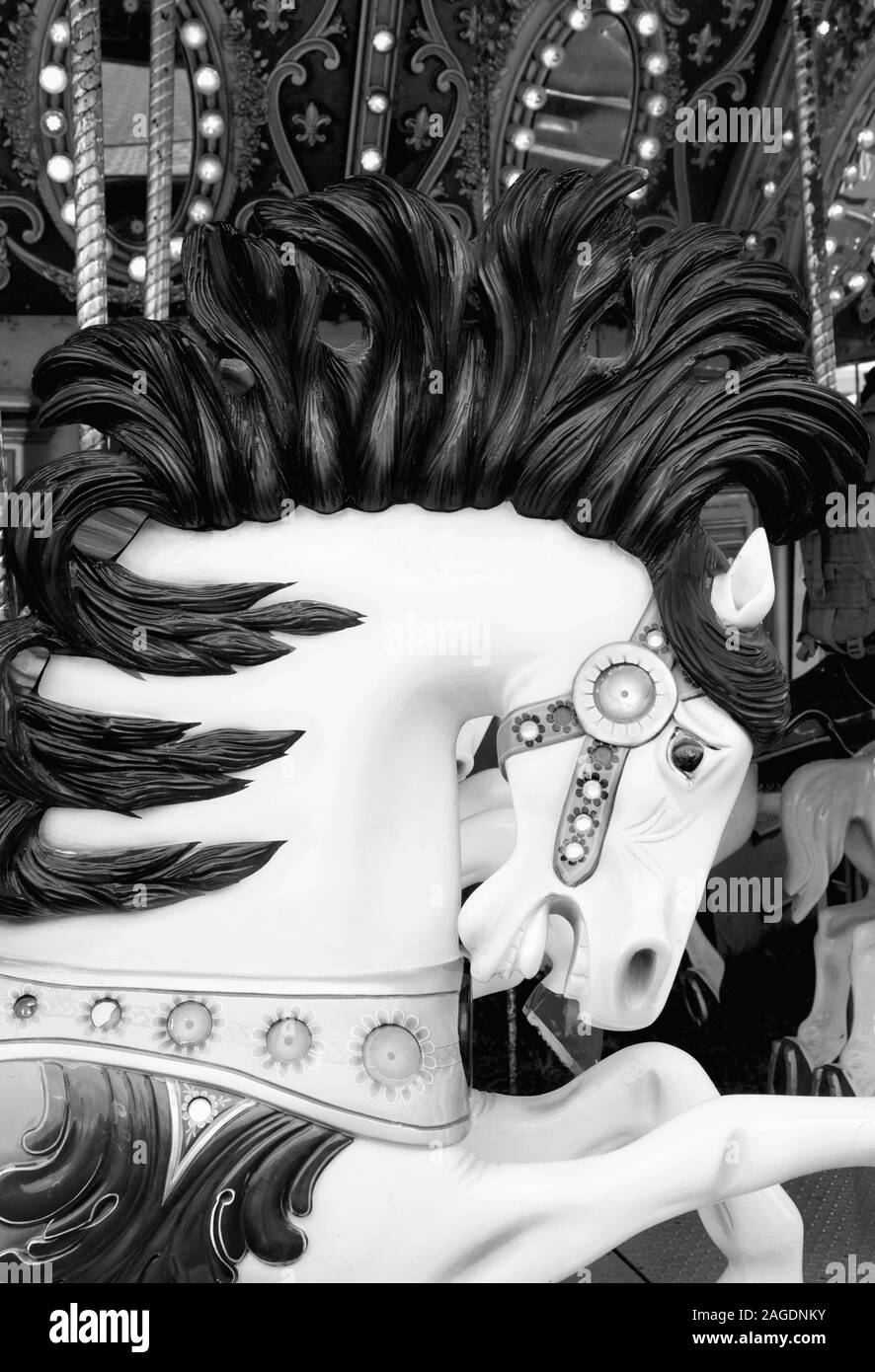 Carousel horse on a merry-go-round at the Fair, 2015 Stock Photo
