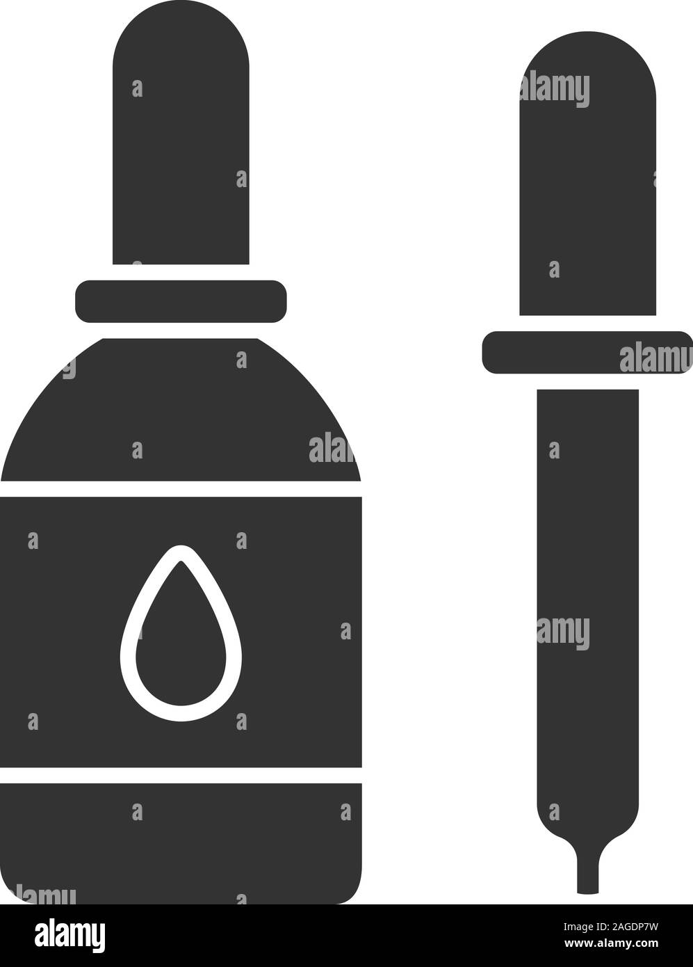 Eye drops and dropper glyph icon. Medicine. Liquid bottle. Silhouette ...