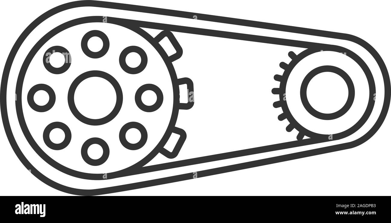 Sprocket wheel with chain linear icon. Thin line illustration. Drive ...