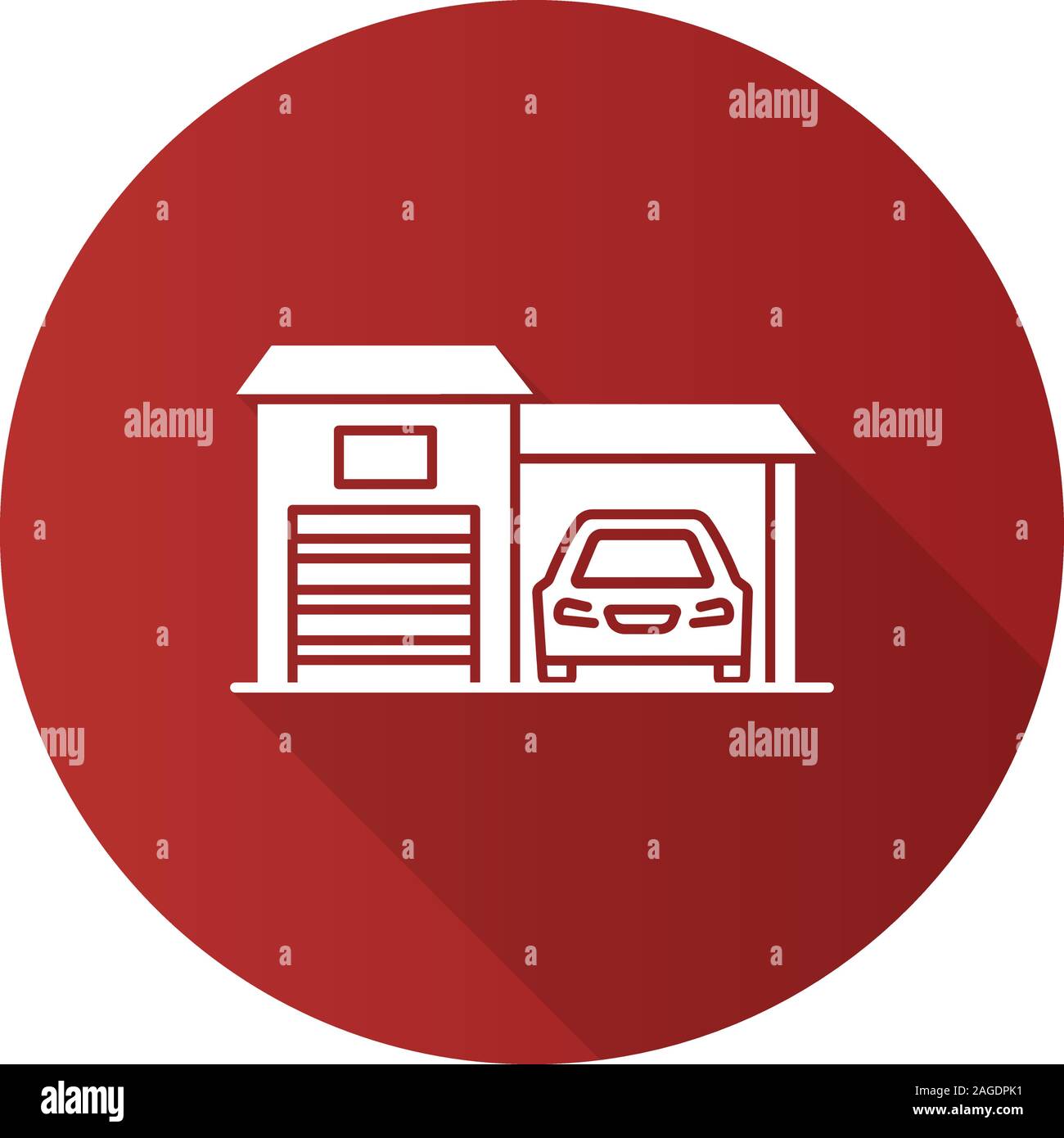 Garage flat design long shadow glyph icon. Auto workshop. Vector ...