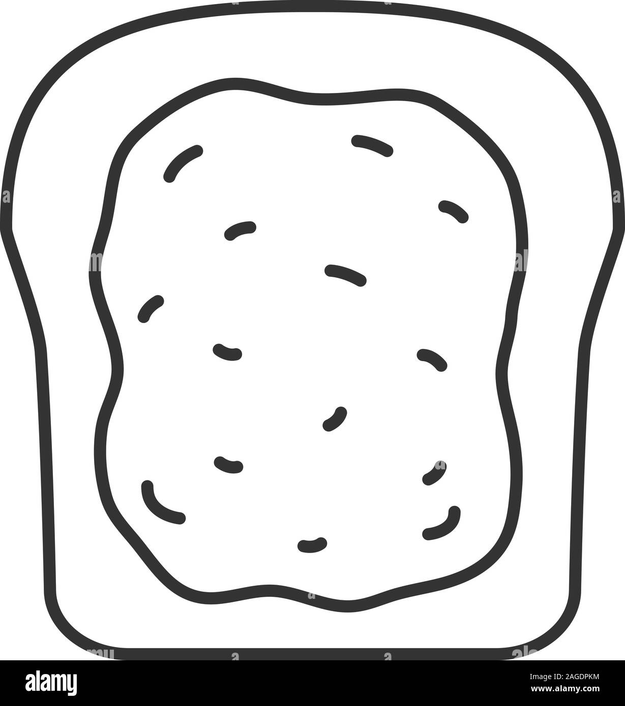 Toast with jam or butter linear icon. Thin line illustration. Breakfast