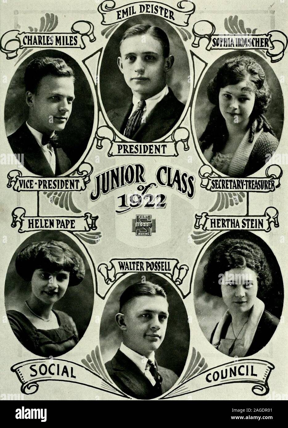 . The Caldron. ) Class Officers President Vice-President . ^- -ir.ry-Treasurer Social CoLiucilWalter Possell Hertha Stein Faculty AdvisersMr. Miirch Miss Hawkins Class Colors—Green and Geld. Page Ni)teti/-Onc mt£ lALDRON (^ANNUAL L^=S= Histop? of Class of 22 Ijang! ! Zing ! ! What was that?Why that was the class of 22 enteringthe portals of that stately edifice, F. W.H. S. Of course, we had to face theinevitable consequence of our greenessof being called Freshies. But thesesmall annoyances were easily overcomeand the good ship 22 was launched onwhat has been since proved a most envi-able caree Stock Photo