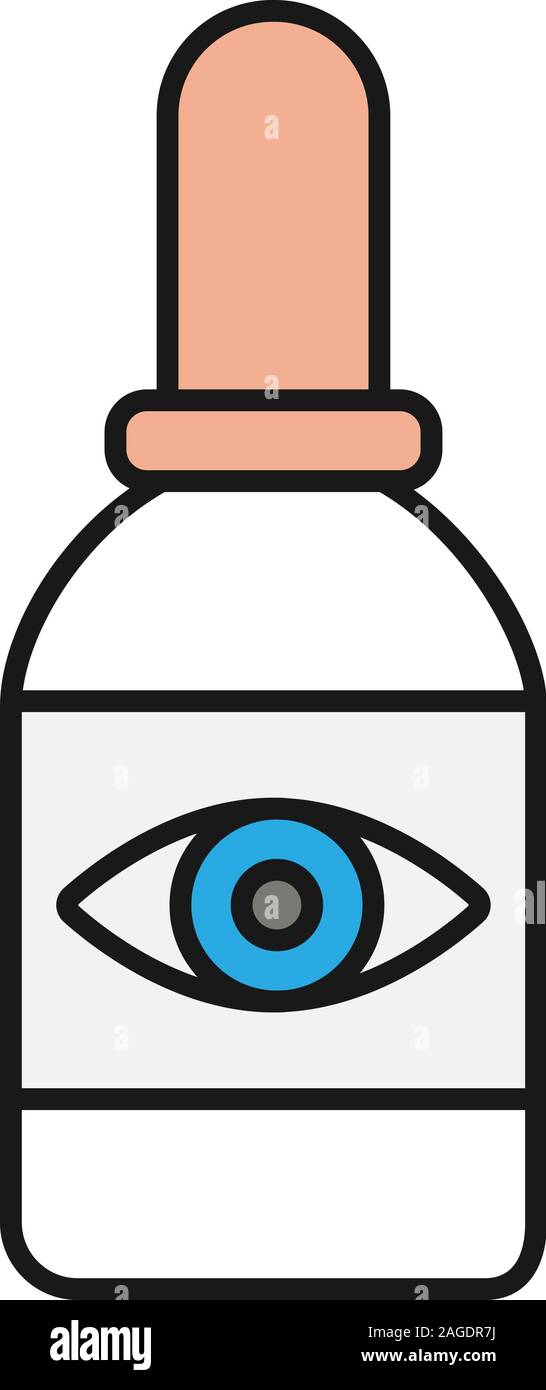 Eye drops color icon. Contact lens moistening. Isolated vector