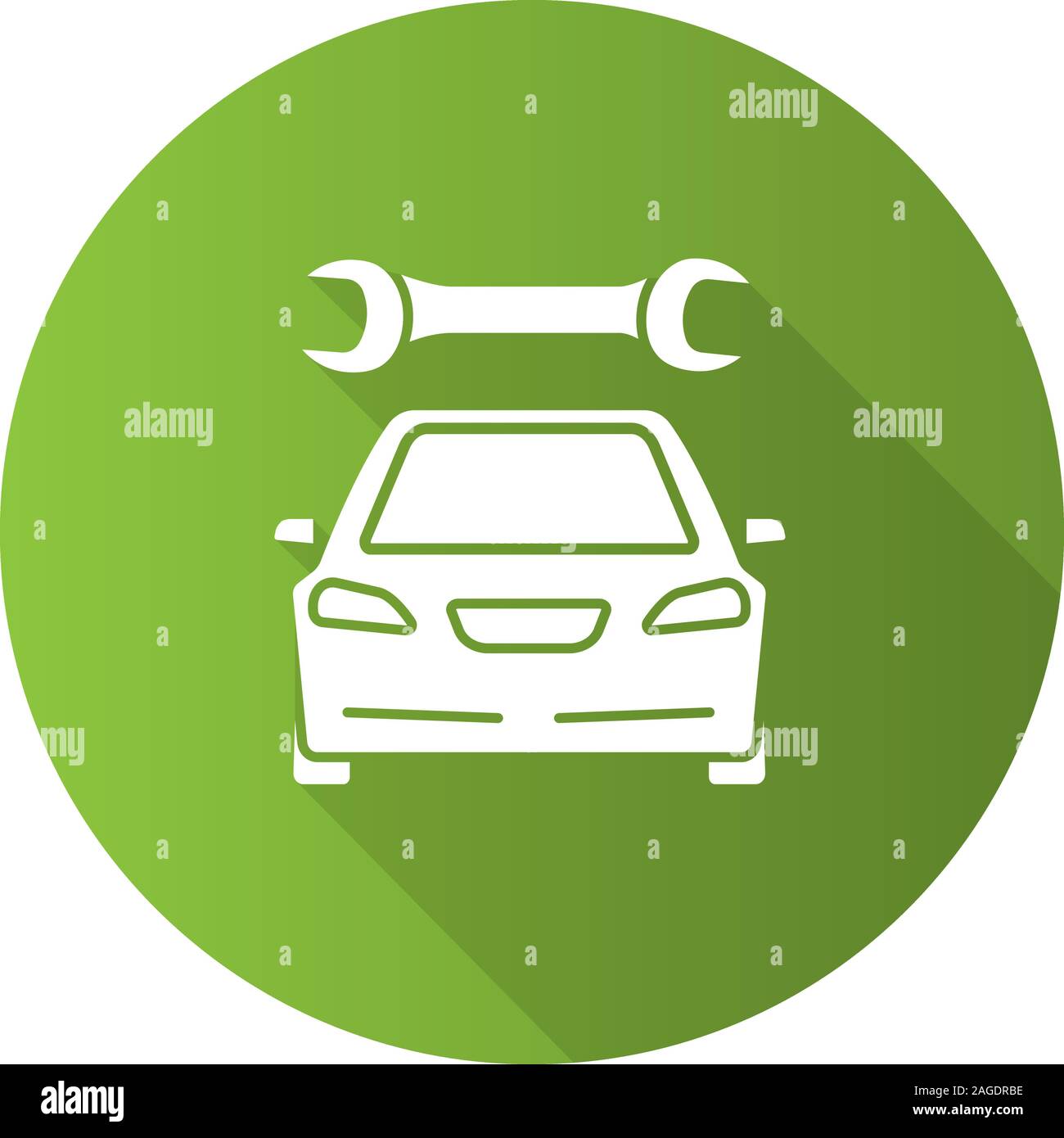 Car with spanner flat design long shadow glyph icon. Auto workshop ...