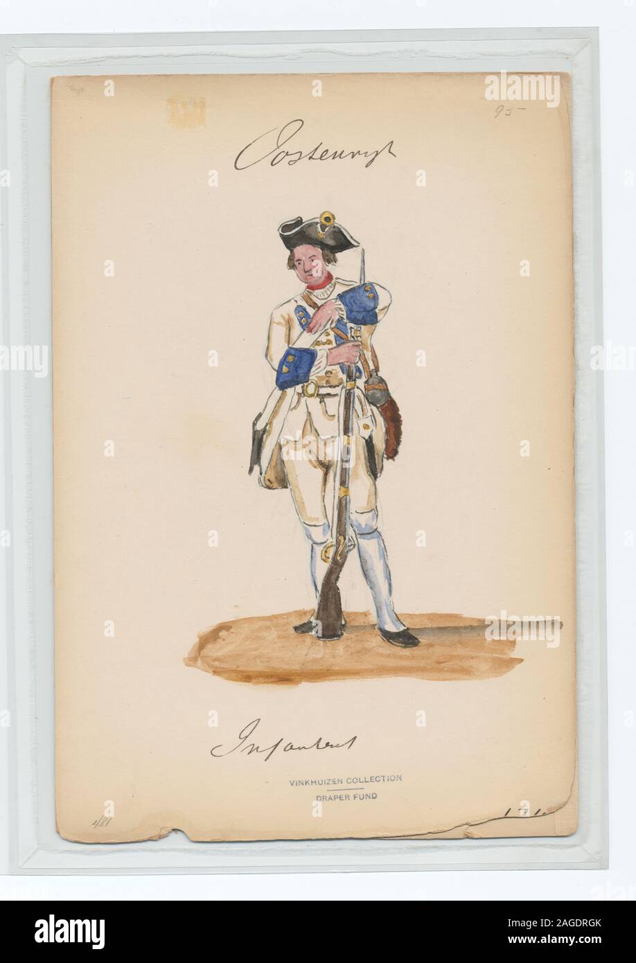 Ownership : Draper Fund Fusilier of infantry, 1740 (after Ottenfeld0; Infanterist Stock Photo