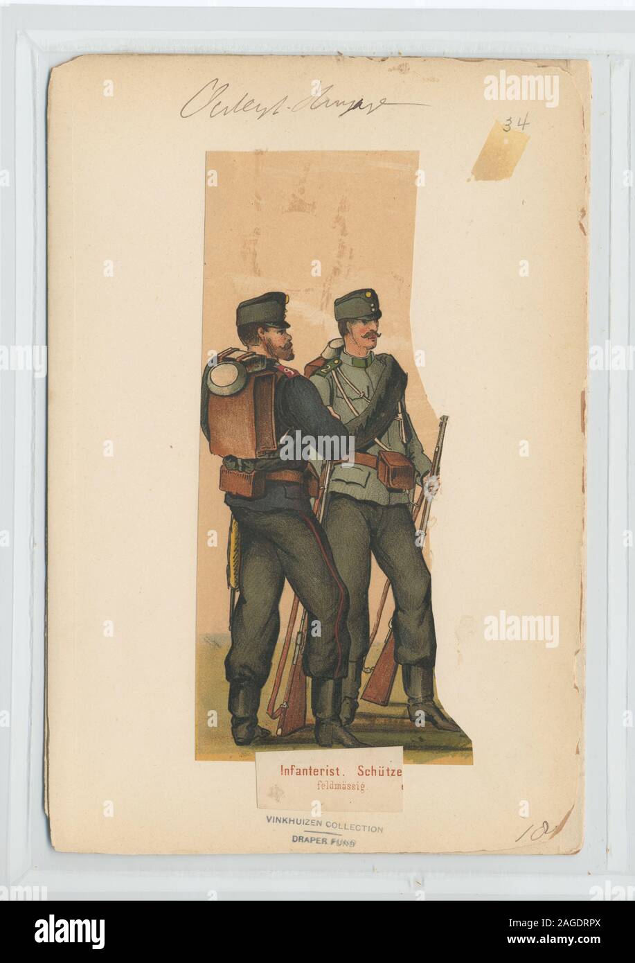 Ownership : Draper Fund 13.34  Austrian Landwehr, 1877, Infantryman & Rifleman   (Franceschini); Infanterist. Schütze (feldmässig). Stock Photo