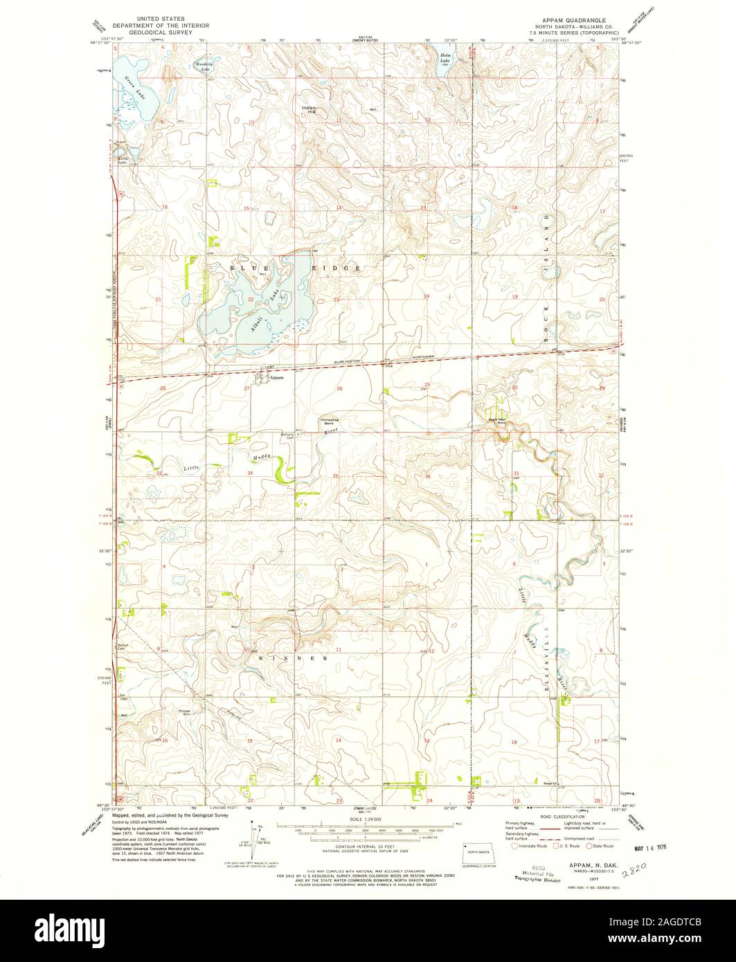 USGS TOPO Map North Dakota ND Appam 283400 1977 24000 Restoration Stock Photo