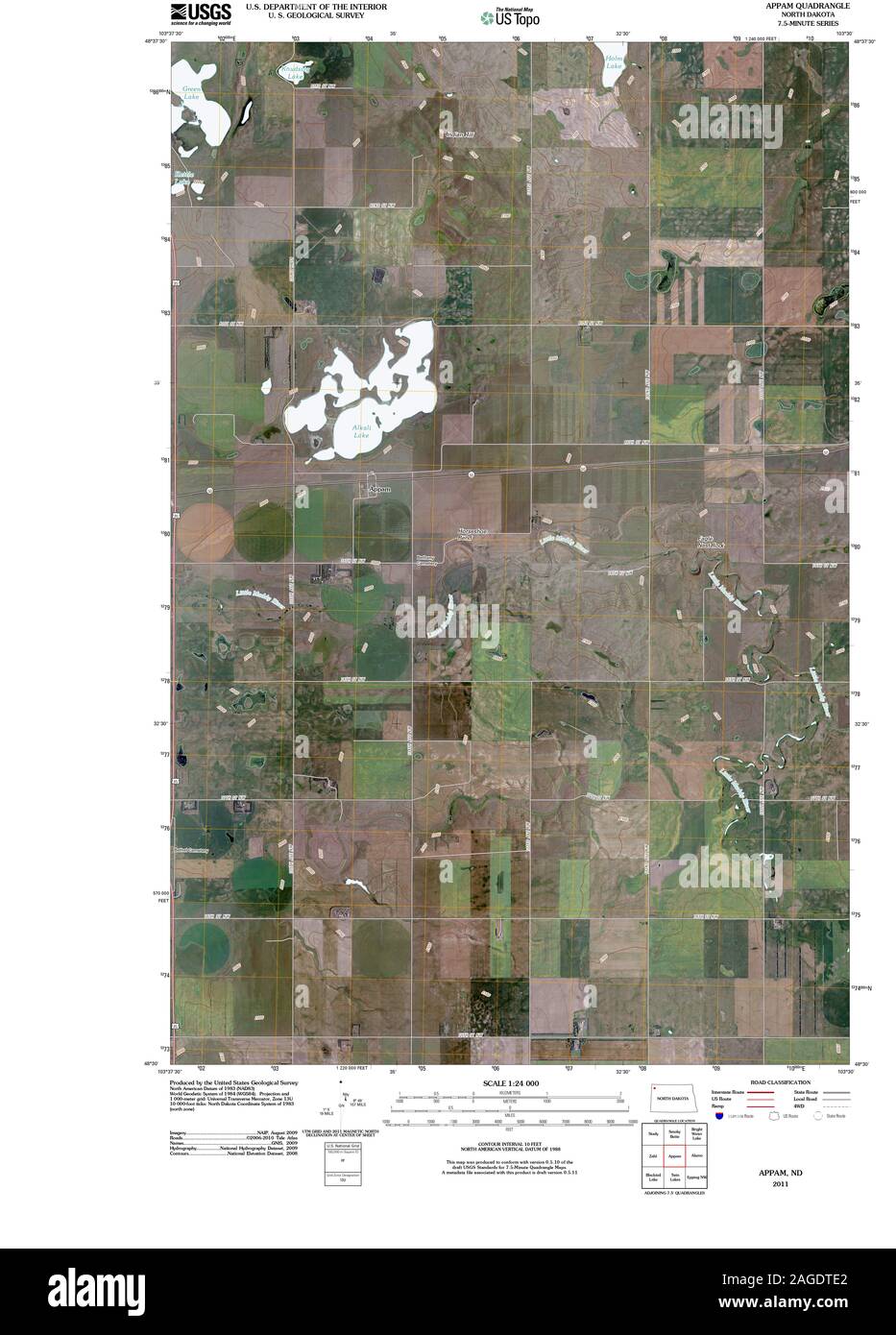 USGS TOPO Map North Dakota ND Appam 20110331 TM Restoration Stock Photo