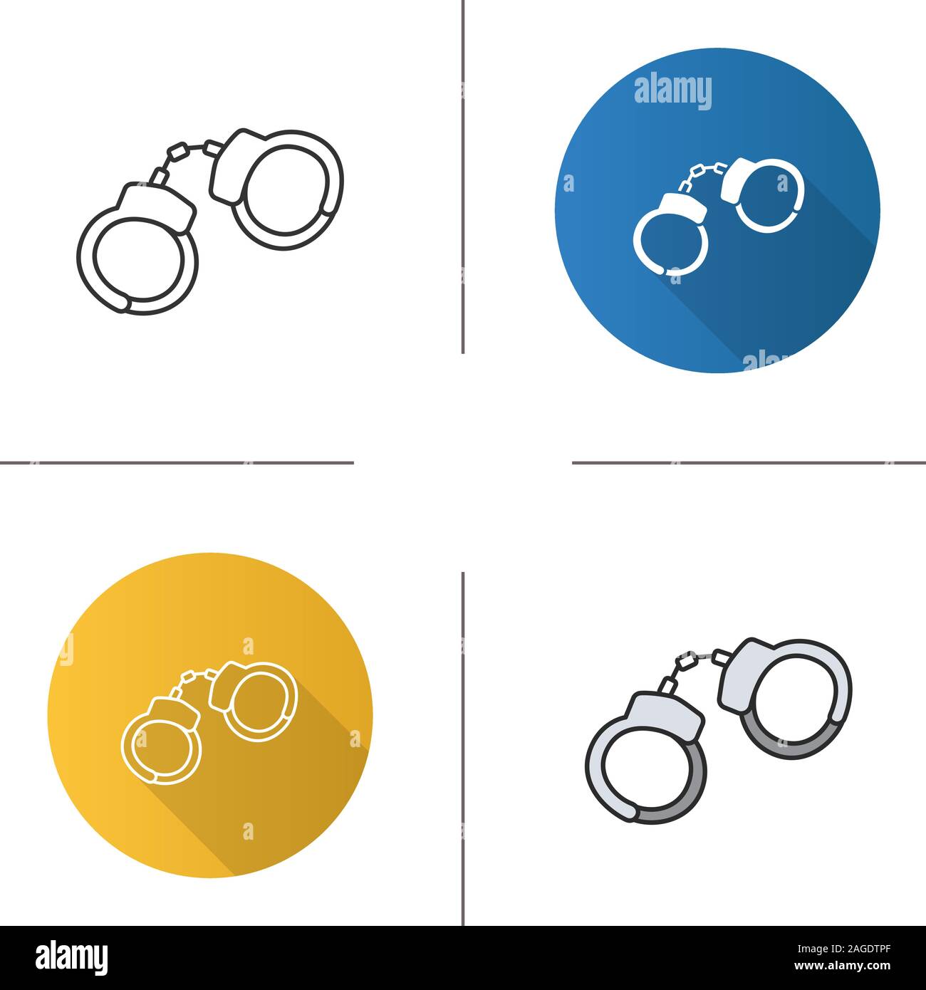 Handcuffs icon. Flat design, linear and color styles. Manacle. Isolated ...