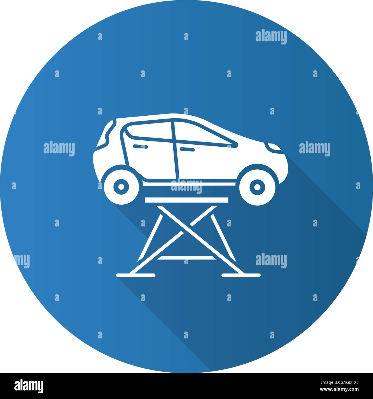 Car lift flat design long shadow glyph icon. Auto repair jack. Vector ...