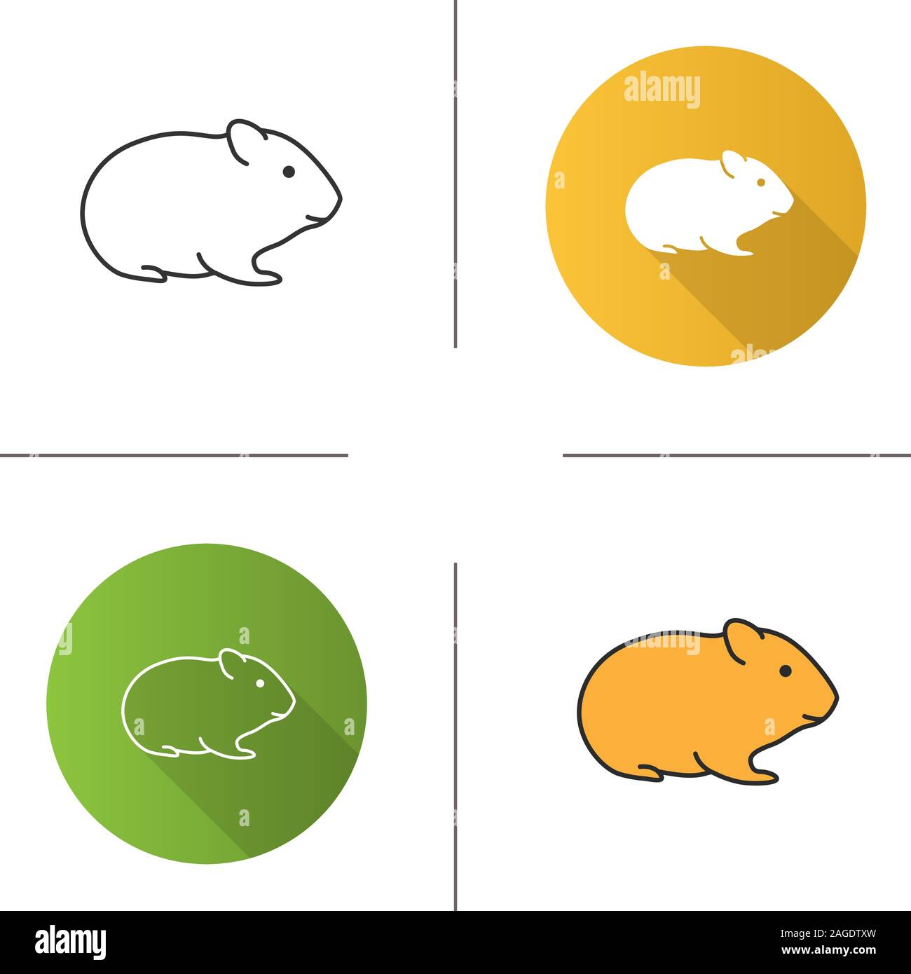 Hamster icon. Flat design, linear and color styles. Rodent. Isolated ...