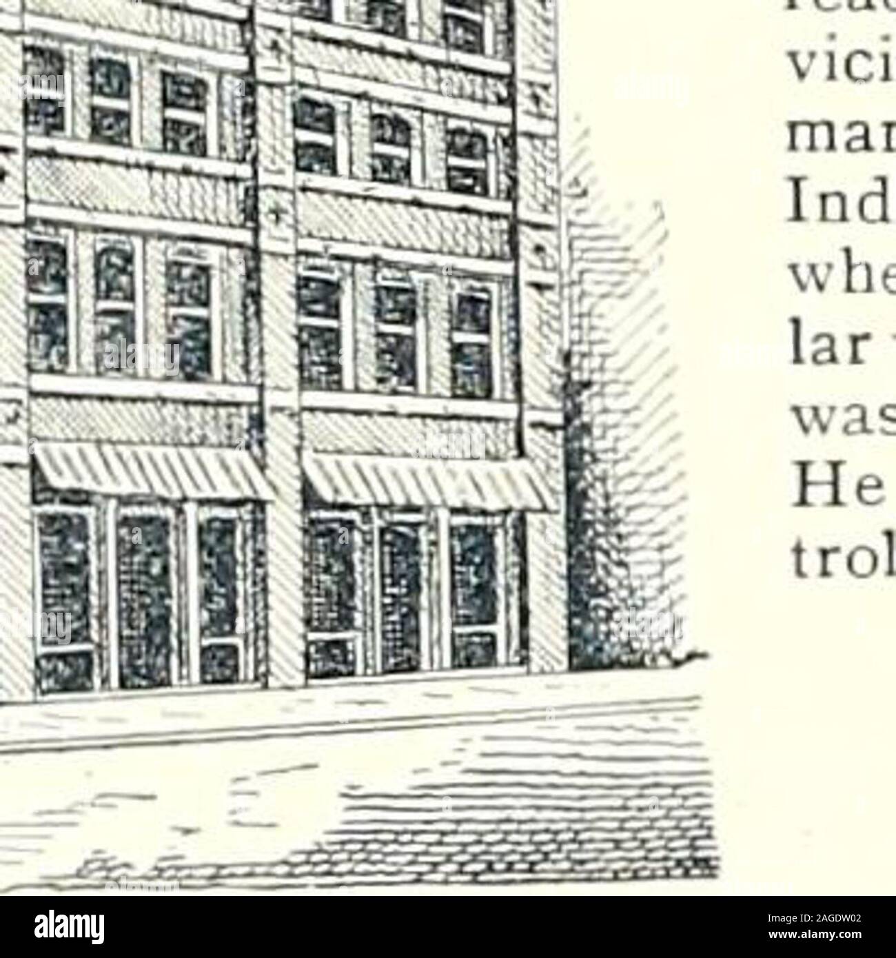 . Indianapolis illustrated : the capital city of Indiana : its growth, resources, commerce, manufacturing interests, financial institutions, and prospects, also sketches of the leading business concerns which contribute to the city's progress and prosperity : a complete history of the city from foundation to the present time. enced busoperations in 1883 at 3.&gt; EastPearl street, and in July erectedthe fine substantial three-storybuilding, now occupied at thecorner Davidson and Washingtonstreets. The building is 40x60 feet ; equip- *.f 524*^ tUi.Uc-i^iK. fflllLII 11 f II!. ped with the latest Stock Photo