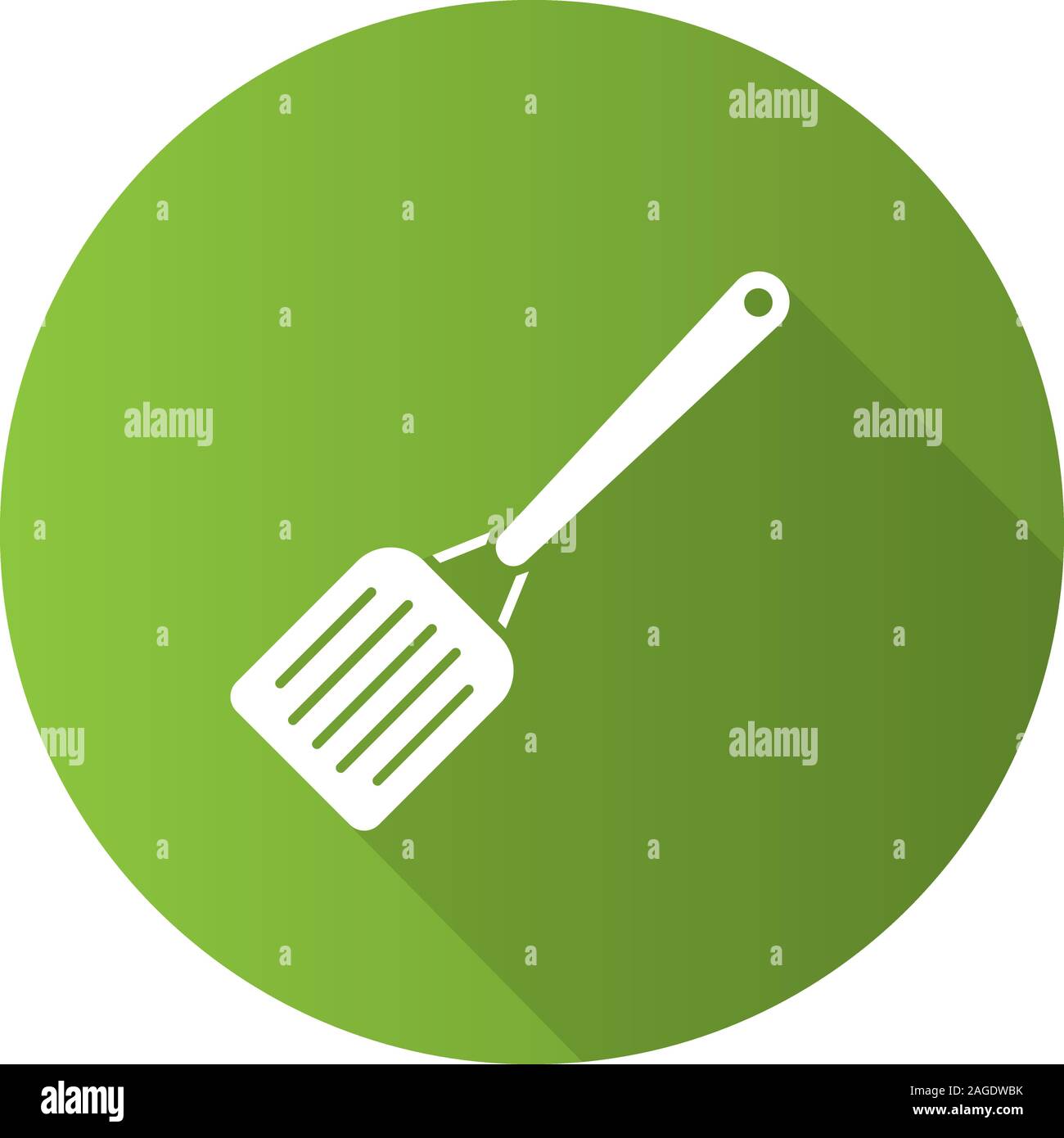 Kitchen spatula flat design long shadow glyph icon. Vector silhouette illustration Stock Vector