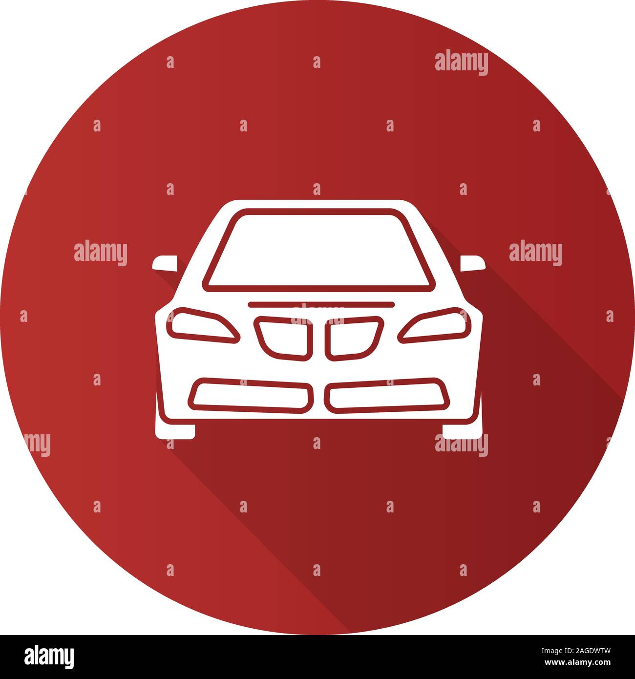 Car front view flat design long shadow glyph icon. Automobile. Vector ...