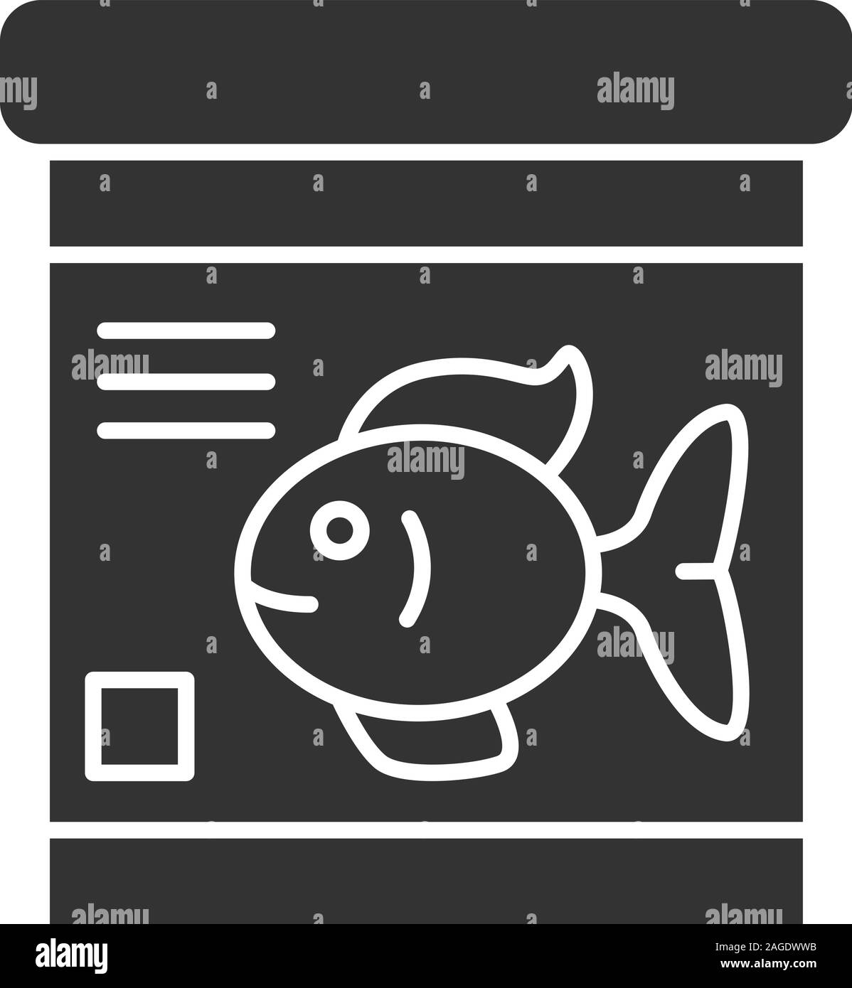 Fish food jar glyph icon. Silhouette symbol. Negative space. Vector