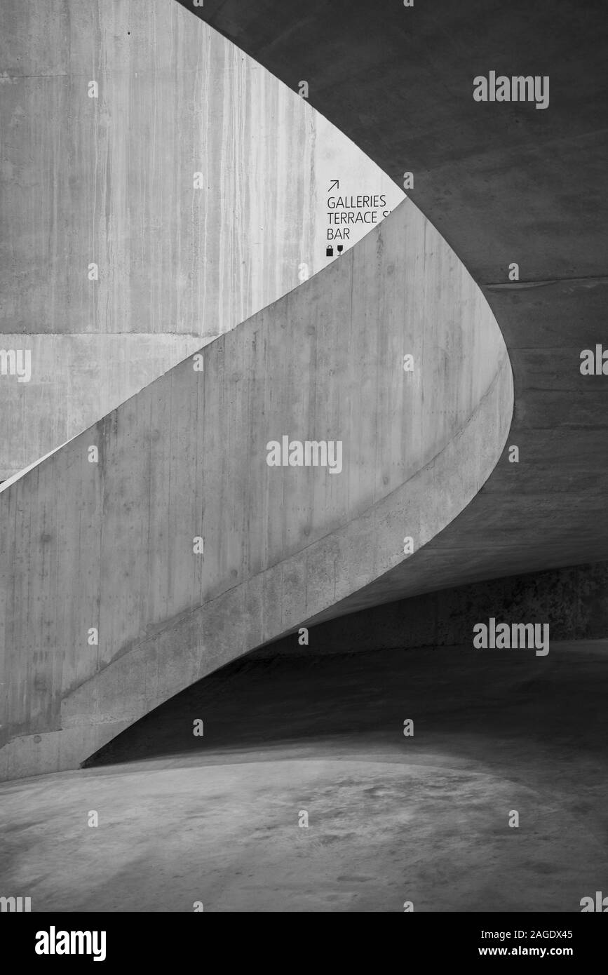LONDON, UNITED KINGDOM - Jul 22, 2018: Spiral concrete staircase at the Tate Modern, London. Stock Photo