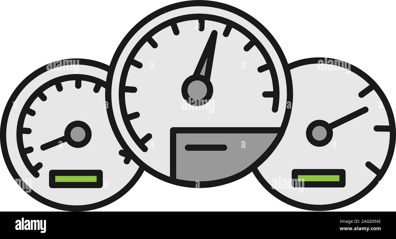 Dashboard color icon. Car instrument panel. Isolated vector
