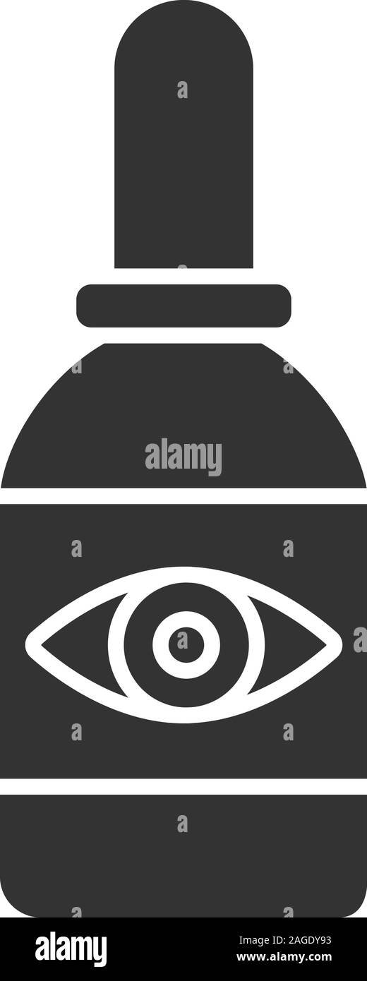Eye drops glyph icon. Contact lens moistening. Silhouette symbol