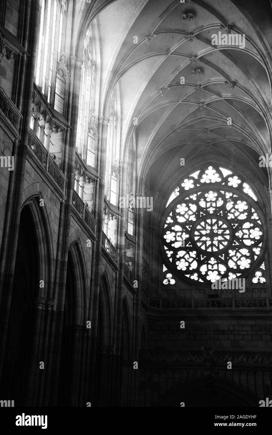 Light entering to the St. Vitus Cathedral Stock Photo