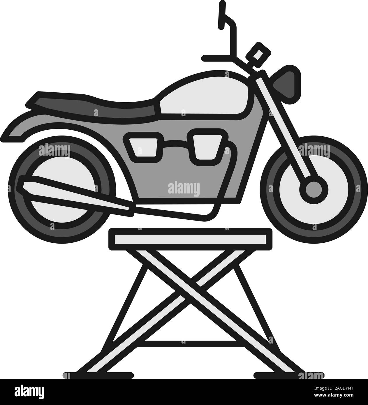 Motorbike jack color icon. Motorcycle repair lift. Isolated vector