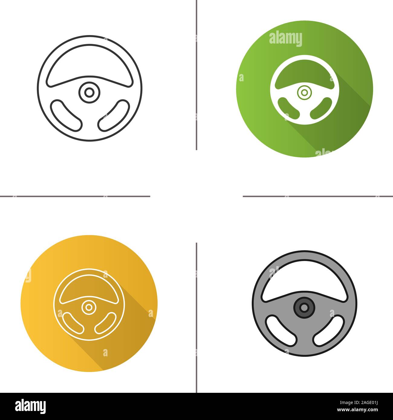 Car rudder icon. Flat design, linear and color styles. Steering wheel ...