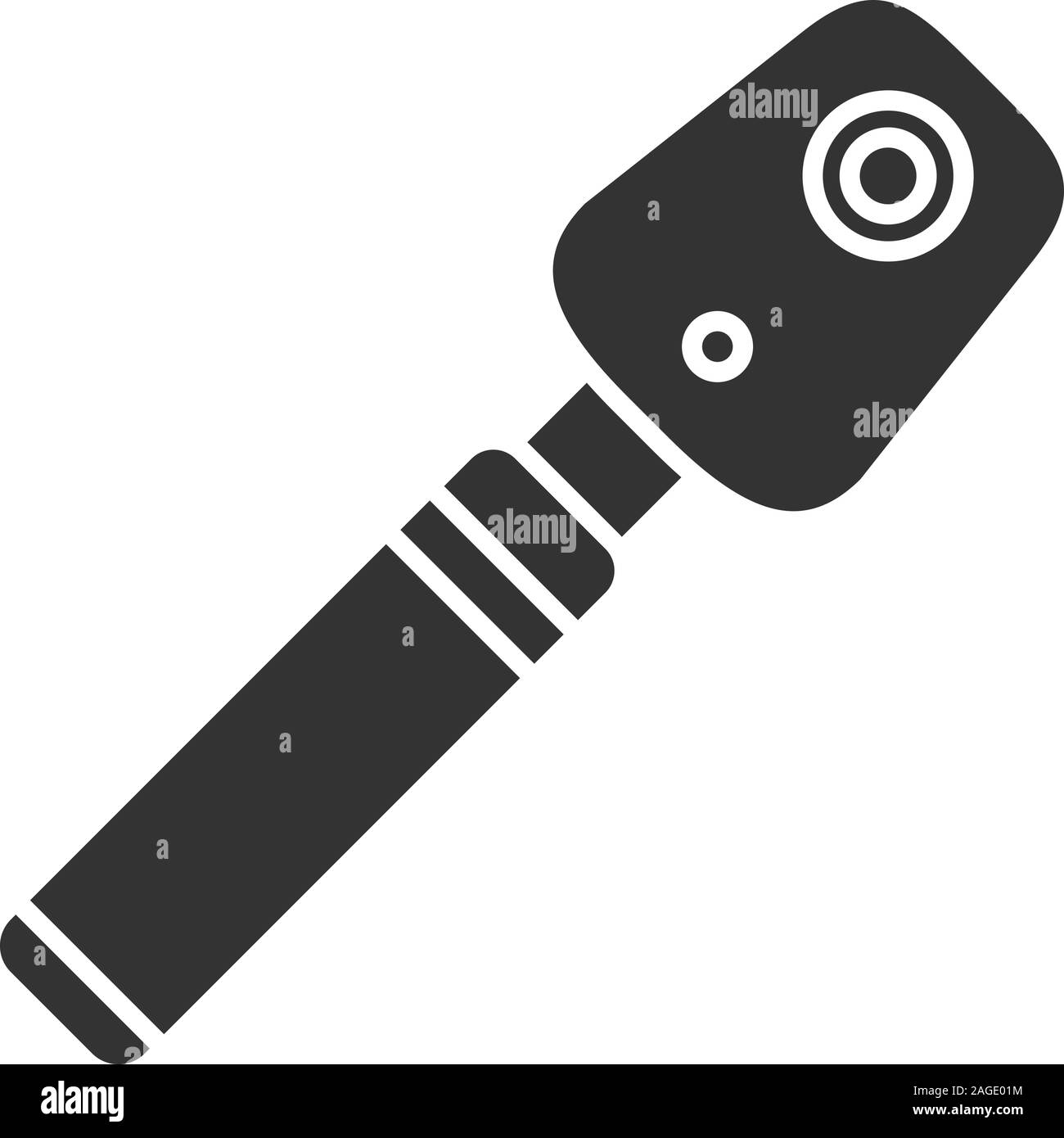 Ophthalmoscope glyph icon. Funduscopy. Eye examination device. Silhouette symbol. Negative space. Vector isolated illustration Stock Vector